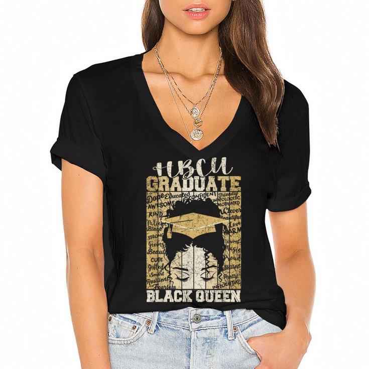 HBCU Historical College Alumni Queen Graduation 2024 Women's Jersey Short Sleeve Deep V-Neck Tshirt				