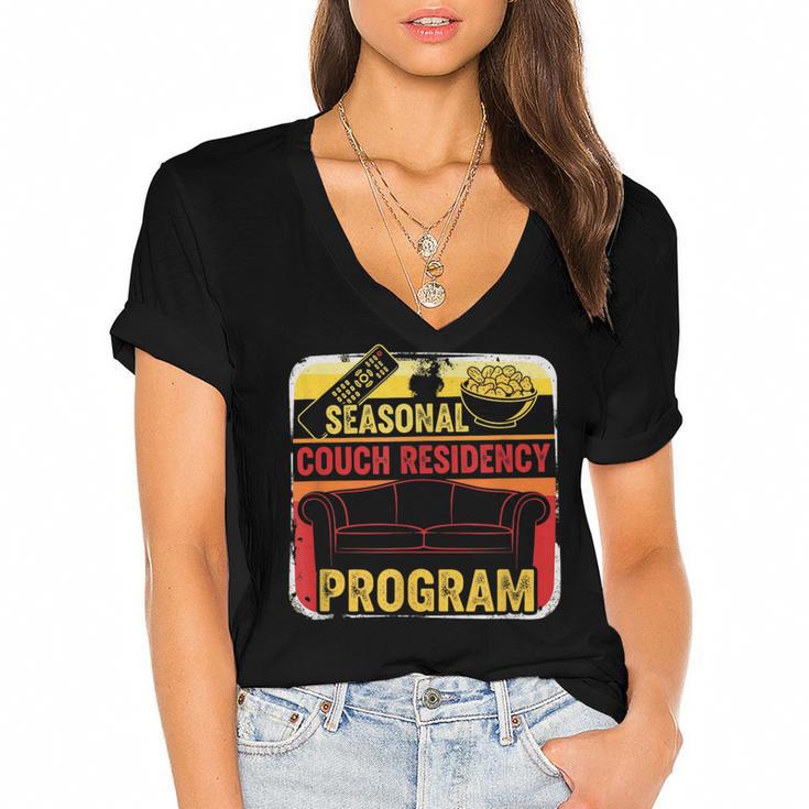 Hibernation Mode Fall And Winter Meme Introvert Vibes Humor Women's Jersey Short Sleeve Deep V-Neck Tshirt