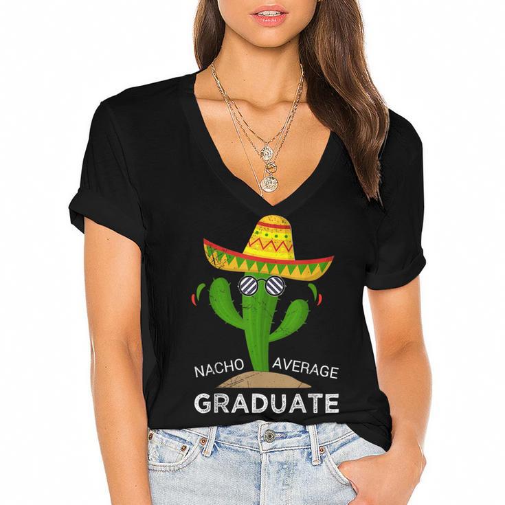 High School College Graduate Graduation Women's Jersey Short Sleeve Deep V-Neck Tshirt				