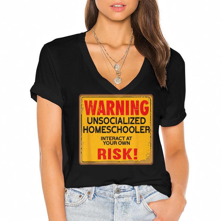 Homeschool Homeschooler Home Lesson Introvert Student Women's Jersey Short Sleeve Deep V-Neck Tshirt