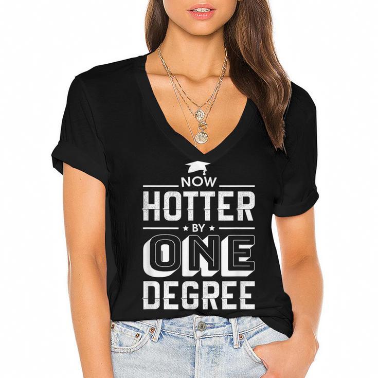 Now Hotter By One Degree Graduation Grade Student Women's Jersey Short Sleeve Deep V-Neck Tshirt				