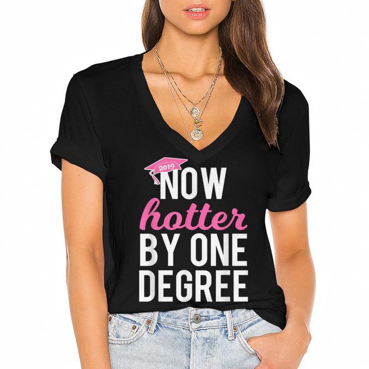 Now Hotter By One Degree Graduation T-Shirt Women's Jersey Short Sleeve Deep V-Neck Tshirt				