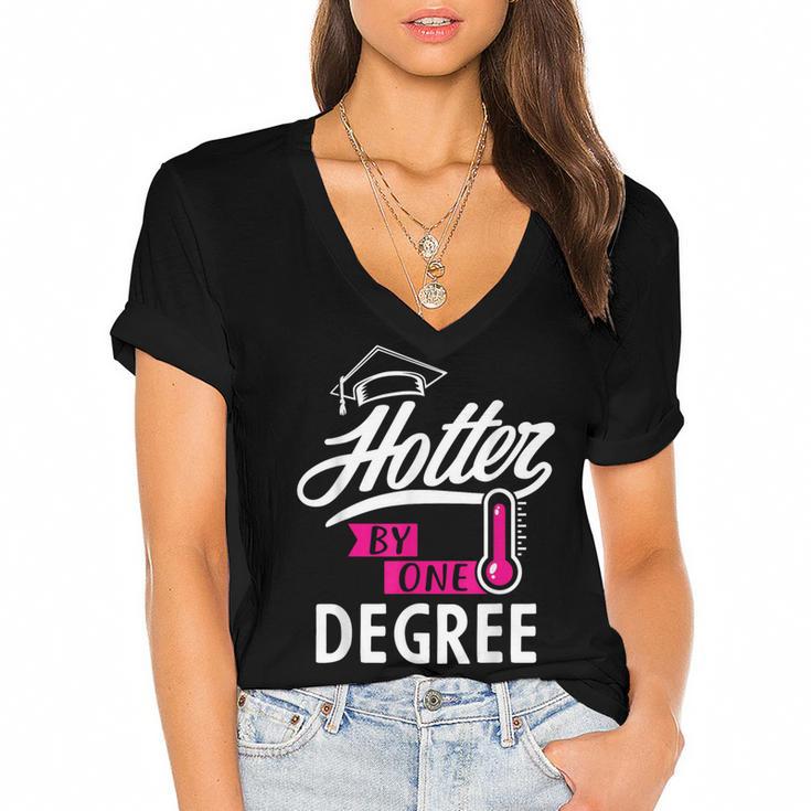Hotter By One Degree Graduation Women's Jersey Short Sleeve Deep V-Neck Tshirt				
