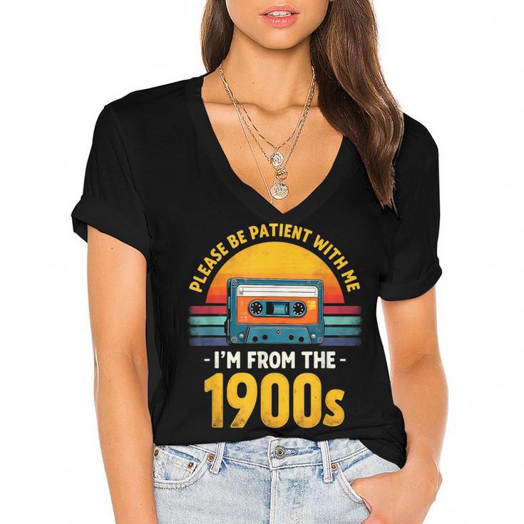 Humor Daddy I'm From The 1900s Women's Jersey Short Sleeve Deep V-Neck Tshirt				