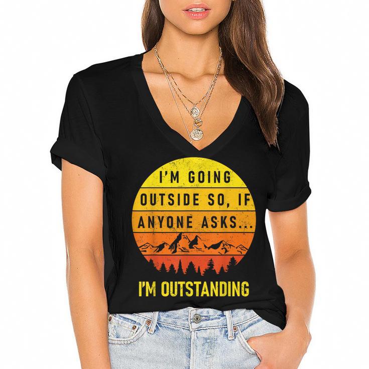 I'm Outstanding Retro Introvert Mountain Trip Lover Women's Jersey Short Sleeve Deep V-Neck Tshirt I'm Outstanding Retro Introvert Mountain Trip Lover Women's Jersey Short Sleeve Deep V-Neck Tshirt