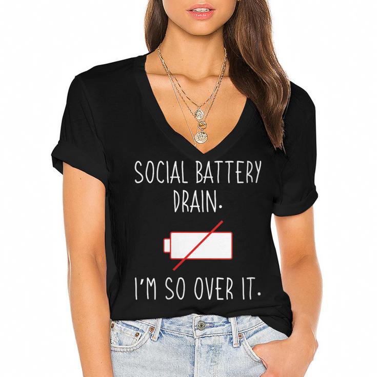 I'm So Over It Saying For Introvert And Shy People Women's Jersey Short Sleeve Deep V-Neck Tshirt