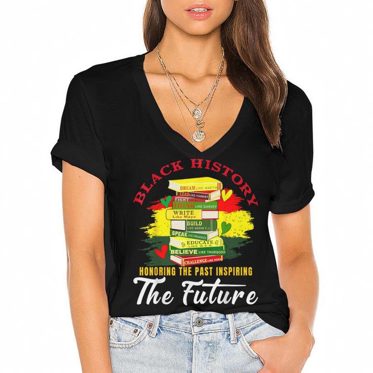 Inspired Book History Leaders Celebrate History Month Women's Jersey Short Sleeve Deep V-Neck Tshirt				
