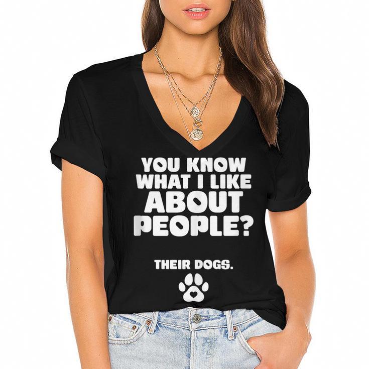 Introvert Animal Dog Owner Women's Jersey Short Sleeve Deep V-Neck Tshirt