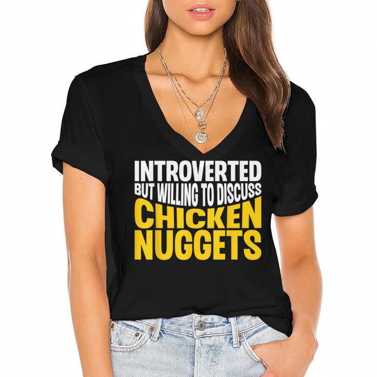 Introvert Antisocial Chicken Nugget Lover Foodie Women's Jersey Short Sleeve Deep V-Neck Tshirt