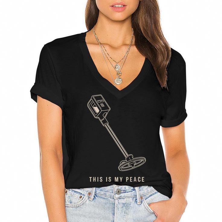 Introvert Metal Detector Hobbyist Quiet Detectorist Women's Jersey Short Sleeve Deep V-Neck Tshirt