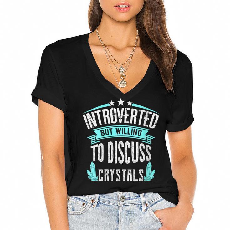 Introvert Quote Introverted But Willing To Discuss Crystals Women's Jersey Short Sleeve Deep V-Neck Tshirt Introvert Quote Introverted But Willing To Discuss Crystals Women's Jersey Short Sleeve Deep V-Neck Tshirt