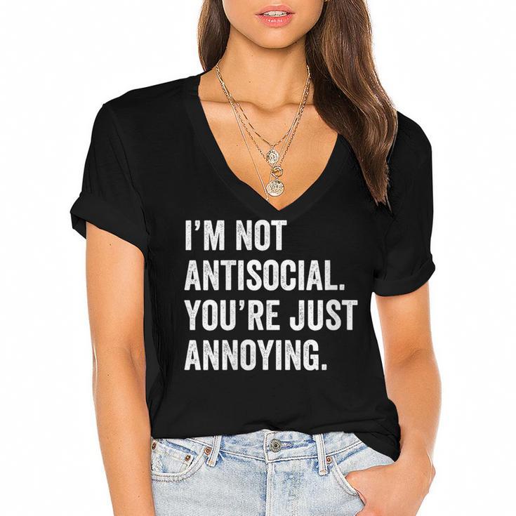 Introvert Quote Snarky Women's Jersey Short Sleeve Deep V-Neck Tshirt				