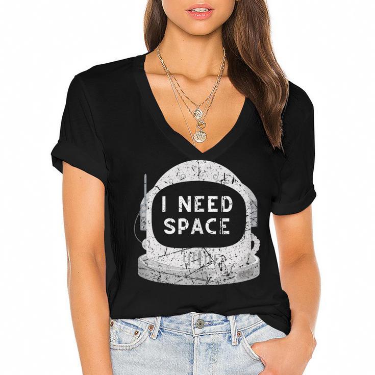 Introvert Space Helmet I Need Space Men Women Women's Jersey Short Sleeve Deep V-Neck Tshirt
