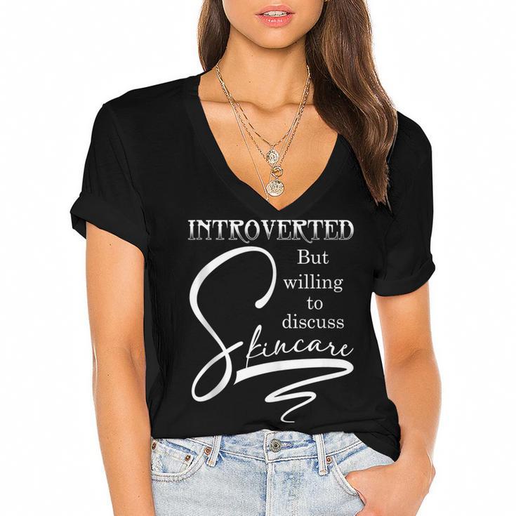 Introverted Skincare Esthetician Beautician Cosmetologist Women's Jersey Short Sleeve Deep V-Neck Tshirt