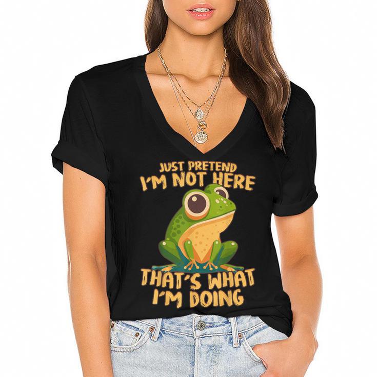 Introverts Thats What Im Doing Just Pretends Women's Jersey Short Sleeve Deep V-Neck Tshirt