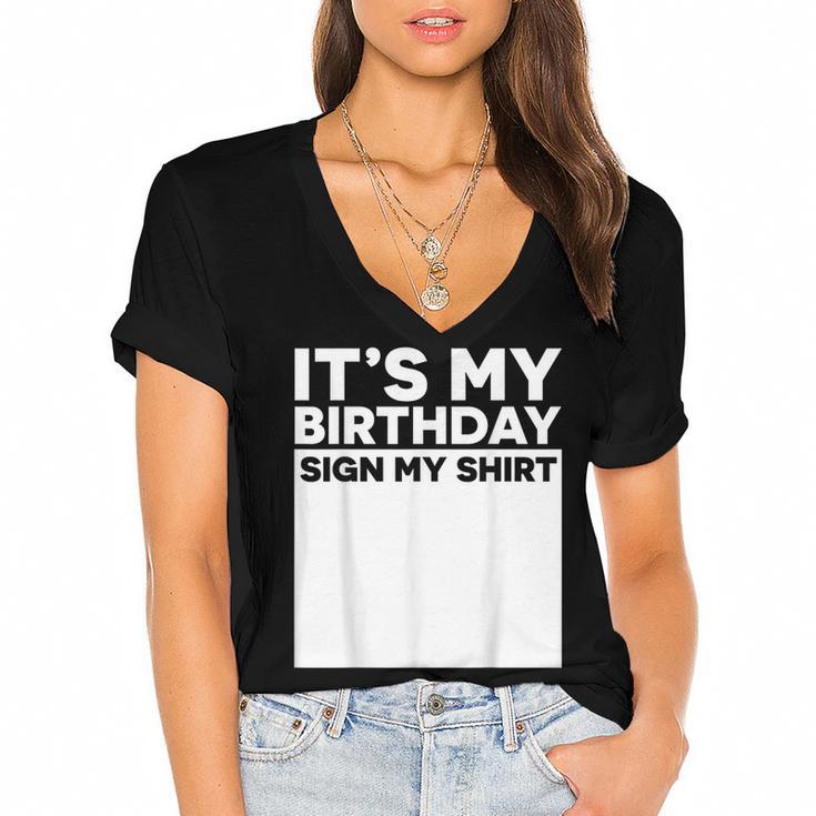 It's My Birthday Sign Boy Men Decoration Guestbook Women's Jersey Short Sleeve Deep V-Neck Tshirt