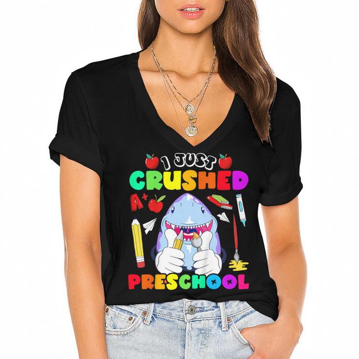 I Just Crushed Preschool Pre-K Preschoolers Graduation Women's Jersey Short Sleeve Deep V-Neck Tshirt				
