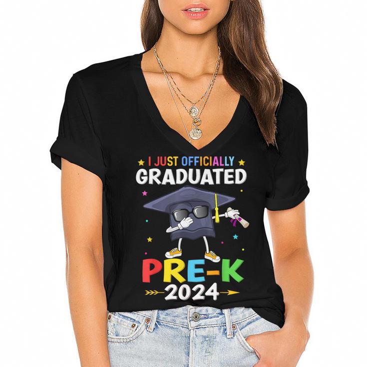 I Just Officially Graduated Pre k Graduation 2024 Pre-K Kids Women's Jersey Short Sleeve Deep V-Neck Tshirt				