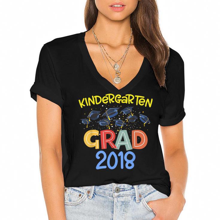 Kids Kindergarten Graduation Graduate Shirt Women's Jersey Short Sleeve Deep V-Neck Tshirt				
