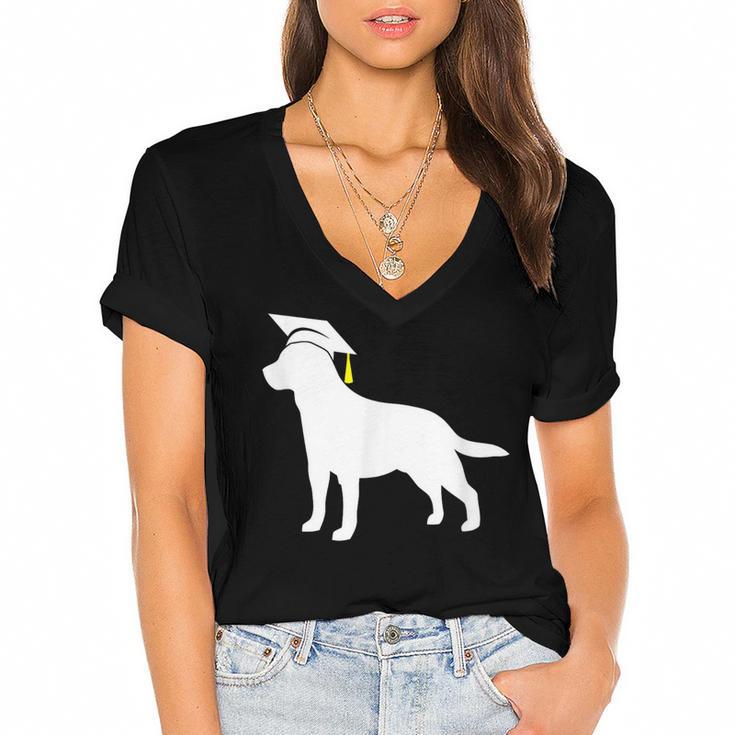 Labrador Retriever Graduation Dog Graduate For Men Women Kids Women's Jersey Short Sleeve Deep V-Neck Tshirt				