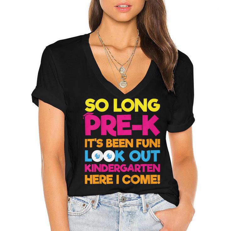 Last Day Pre-K Kindergarten Here I Come Graduation T-Shirt Women's Jersey Short Sleeve Deep V-Neck Tshirt				
