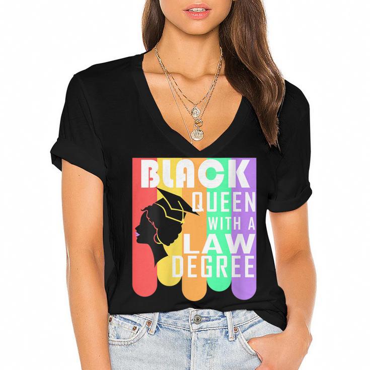 Law School Graduation Queen New Lawyer Attorney Grad Women's Jersey Short Sleeve Deep V-Neck Tshirt