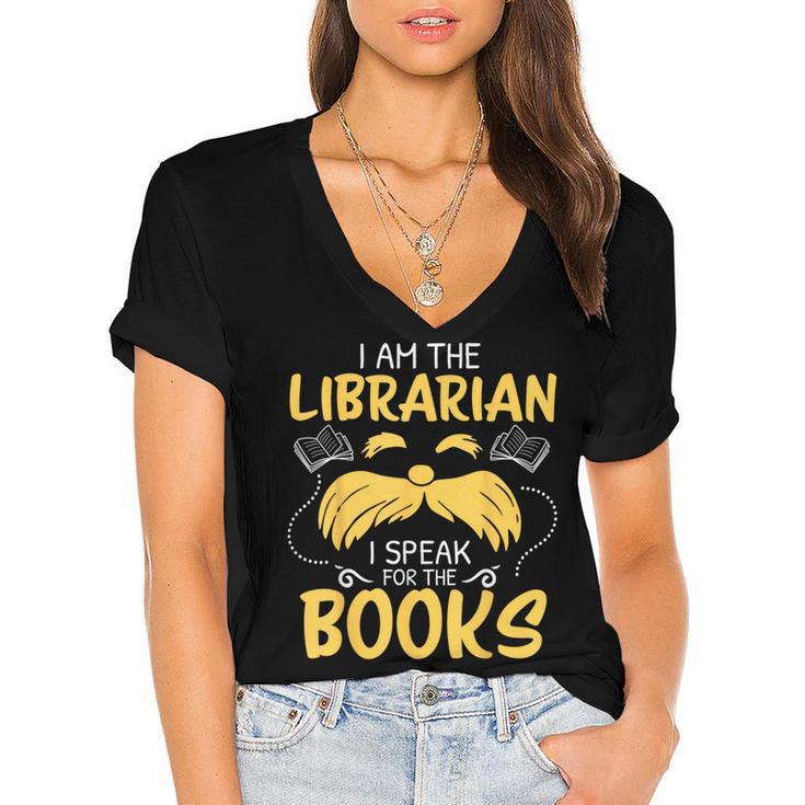 I Am Librarian Book Reader Library Book Reading Women's Jersey Short Sleeve Deep V-Neck Tshirt				
