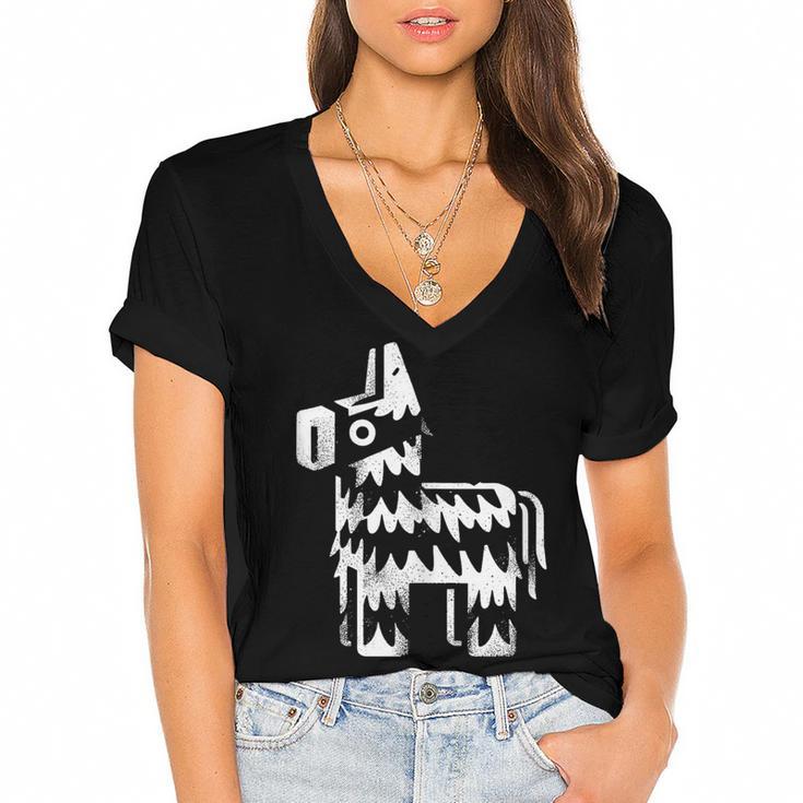 Lone Vibes Celebration Individualistic Introvert Party Women's Jersey Short Sleeve Deep V-Neck Tshirt