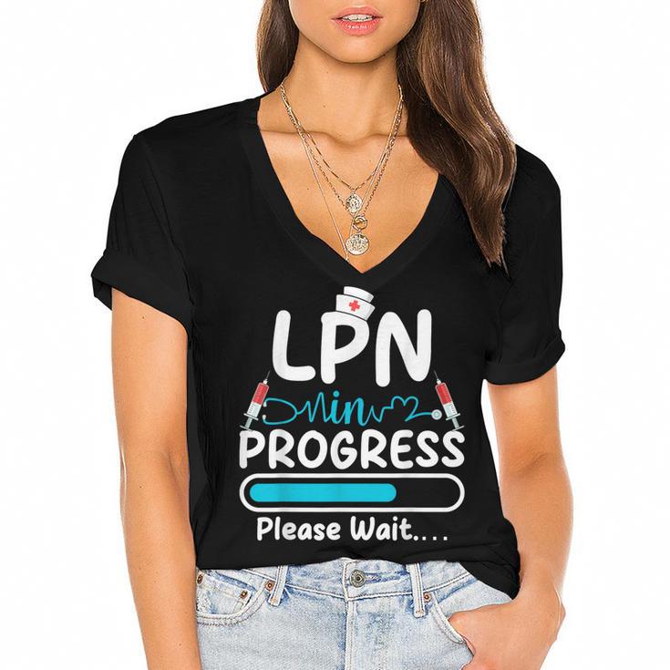 LPN In Progress Loading Future Nurse Graduation Lover Women's Jersey Short Sleeve Deep V-Neck Tshirt				