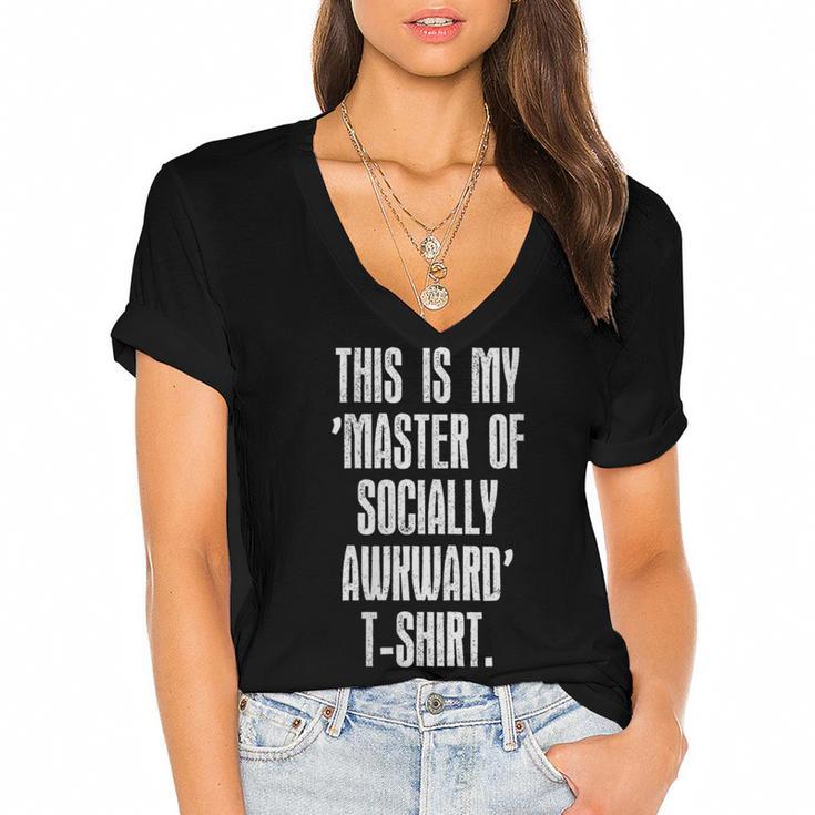 This Is My Master Of Socially Awkward Anti Social Introvert Women's Jersey Short Sleeve Deep V-Neck Tshirt This Is My Master Of Socially Awkward Anti Social Introvert Women's Jersey Short Sleeve Deep V-Neck Tshirt