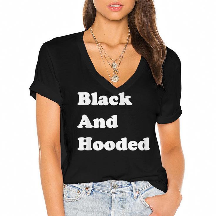 Masters Degree Graduation And Hooded T-Shirt Women's Jersey Short Sleeve Deep V-Neck Tshirt				