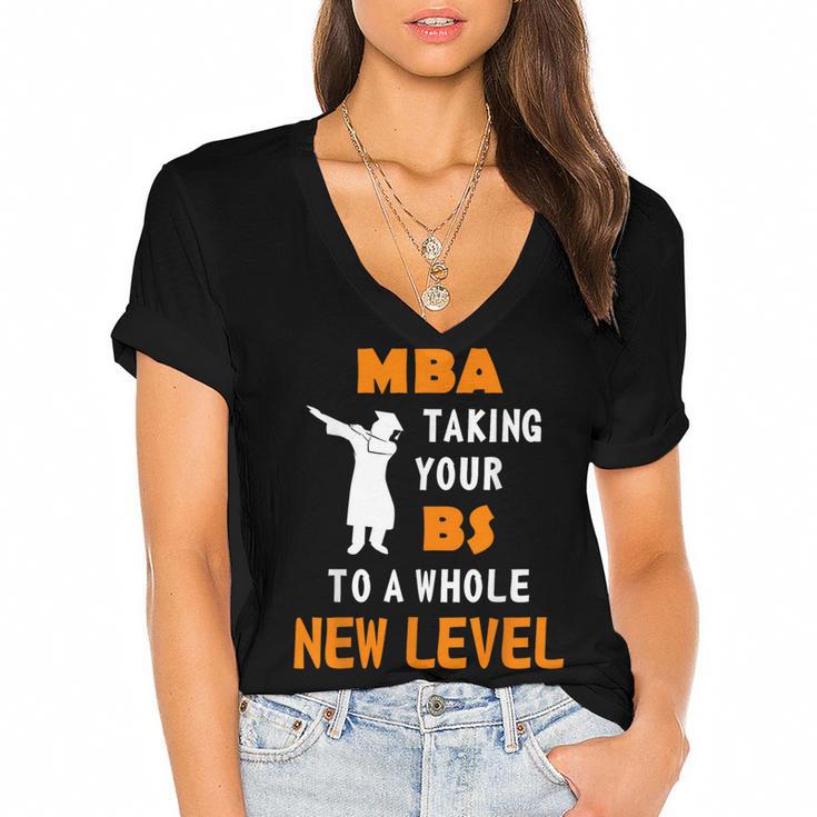 Masters Degree Graduation Shirt For MBA Grad Student Women's Jersey Short Sleeve Deep V-Neck Tshirt