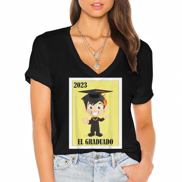 Mexican For Graduation El Graduado 2023 Women's Jersey Short Sleeve Deep V-Neck Tshirt				