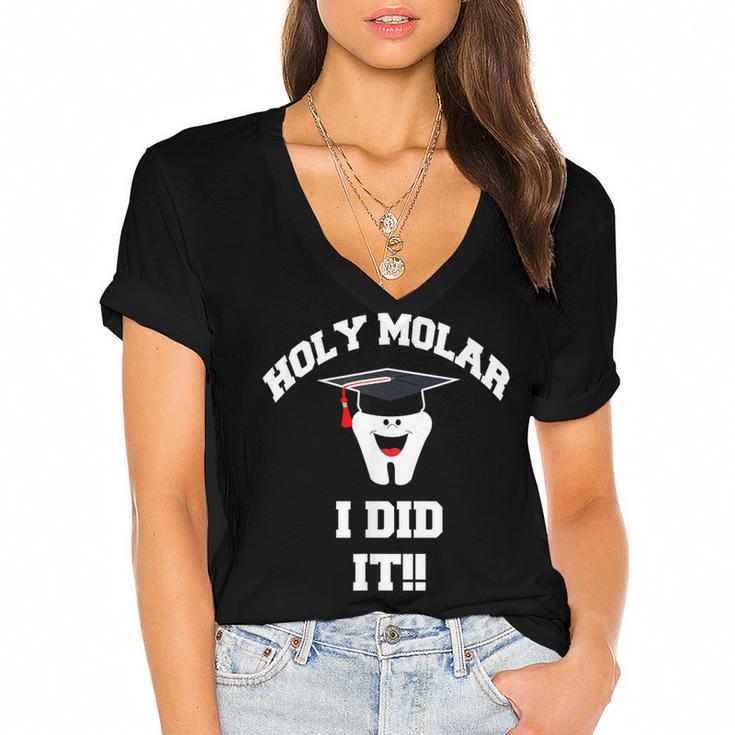 Molar Dentist Dental Hygienist Graduation Shirt Women's Jersey Short Sleeve Deep V-Neck Tshirt				