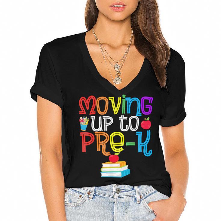 Moving Up To Pre-K Teacher Student Kid Graduation T-Shirt Women's Jersey Short Sleeve Deep V-Neck Tshirt				