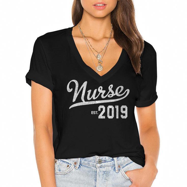 New RN Nurse Graduation 2019 Women's Jersey Short Sleeve Deep V-Neck Tshirt