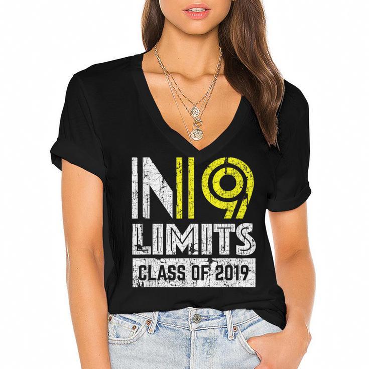 No Limits Cool Class Of 2019 Graduation Women's Jersey Short Sleeve Deep V-Neck Tshirt				