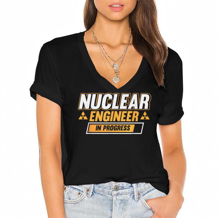 Nuclear Engineer In Progress Engineer Graduation Women's Jersey Short Sleeve Deep V-Neck Tshirt				
