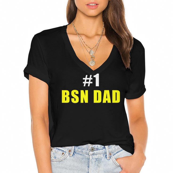 Nurse BSN Student Graduate Dad Nursing Graduation Women's Jersey Short Sleeve Deep V-Neck Tshirt				