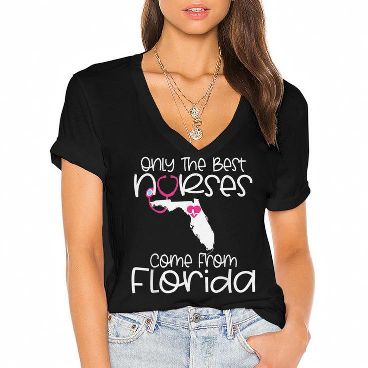 Nurse Florida RN CNA LPN Nursing Student Graduation Women's Jersey Short Sleeve Deep V-Neck Tshirt				
