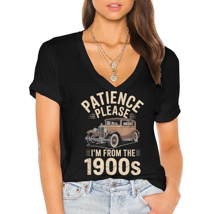 Patience Please I'm From The 1900s Old Car Women's Jersey Short Sleeve Deep V-Neck Tshirt				