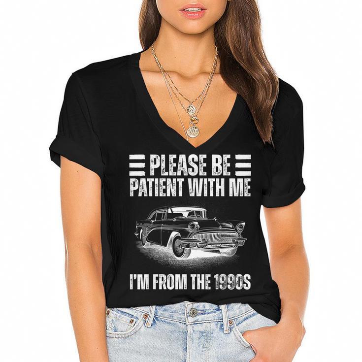 Be Patient With Me I'm From The 1900s Fathers Day Women's Jersey Short Sleeve Deep V-Neck Tshirt