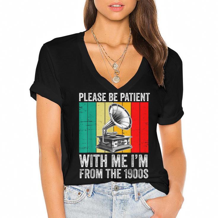 Be Patient With Me I'm From The 1900s Women's Jersey Short Sleeve Deep V-Neck Tshirt				
