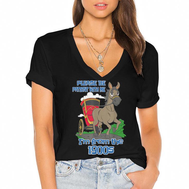 Patient With Me I'm From The 1900s Women's Jersey Short Sleeve Deep V-Neck Tshirt				