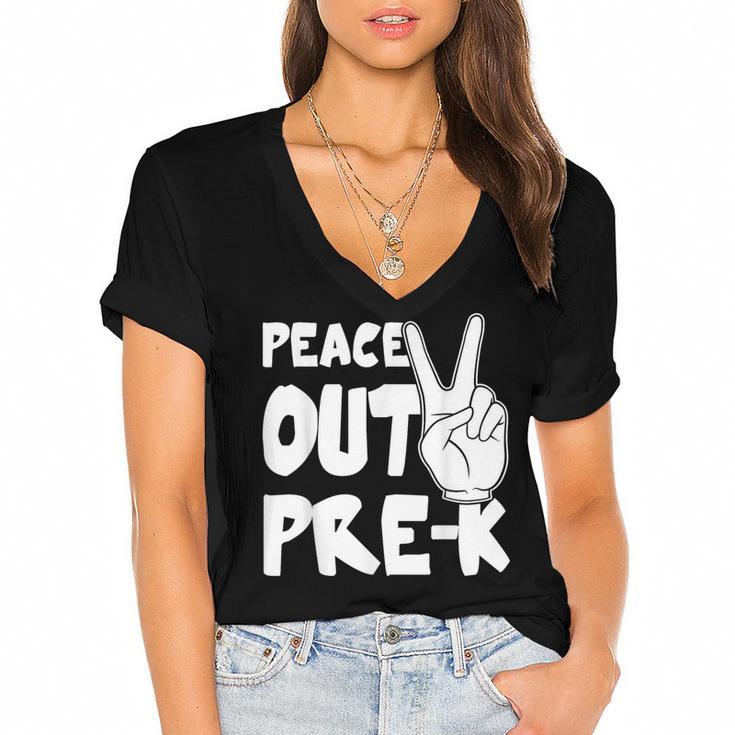 Peace Out Pre-K Great Class Of 2019 Graduation T-Shirt Women's Jersey Short Sleeve Deep V-Neck Tshirt				