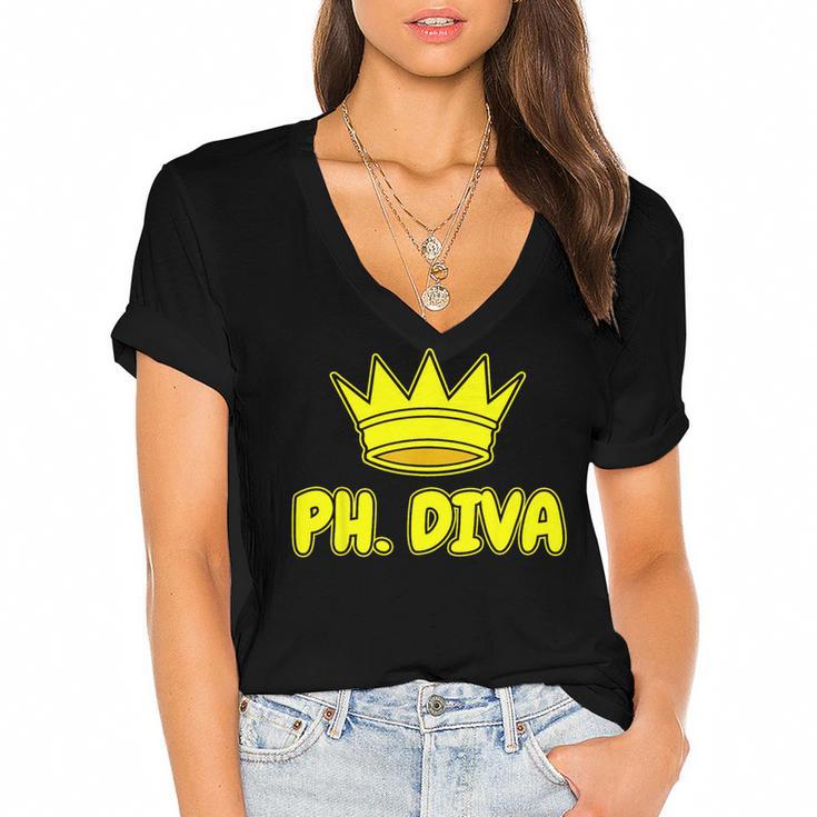 PhD Graduation Ph Diva t Shirt Phdiva Phd t Women's Jersey Short Sleeve Deep V-Neck Tshirt				