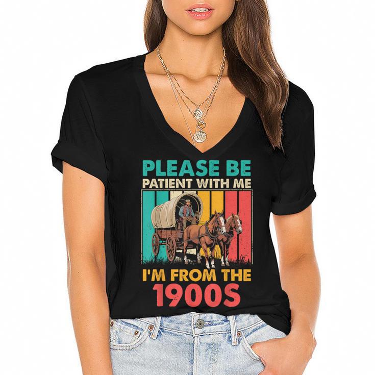 Please Be Patient I'm From The 1900s Dad Fathers Day Women's Jersey Short Sleeve Deep V-Neck Tshirt
