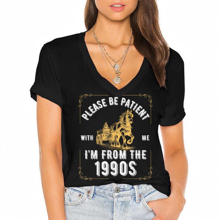 Please Be Patient I'm From The 1900s Saying Women's Jersey Short Sleeve Deep V-Neck Tshirt