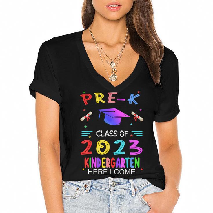 Pre-k Graduation Pre Kindergarten Class Of 2023 Boys Girls Women's Jersey Short Sleeve Deep V-Neck Tshirt				