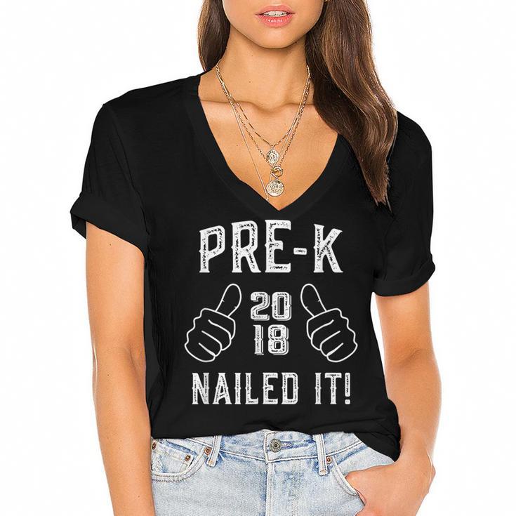 Pre-K Nailed It 2018 Cute Preschool Graduation Women's Jersey Short Sleeve Deep V-Neck Tshirt				